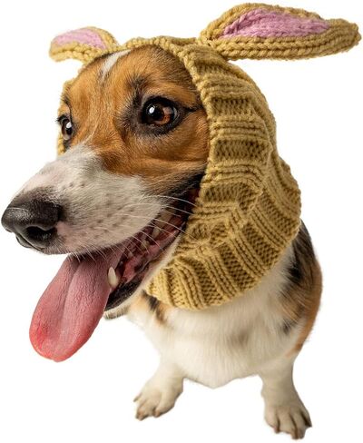 Zoo Snoods Jack Rabbit Costume - Knit Dog Snood Ear Wrap for Pets, Warm Neck Cover for Halloween and Winter (Large) in Saudi Arabia