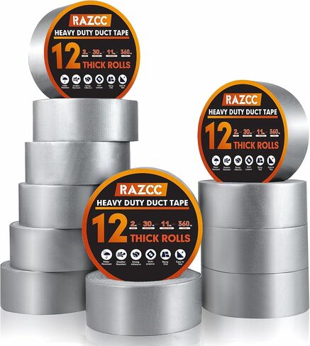 Duct Tape, Silver Duct Tape, 6 Rolls - Heavy Duty, Flexible, No Residue, All-Weather and Tear by Hand, 30 Yard x 2 Inch Per Roll - Bulk Value for Indoor & Outdoor Repairs, Industrial Use in Saudi Arabia