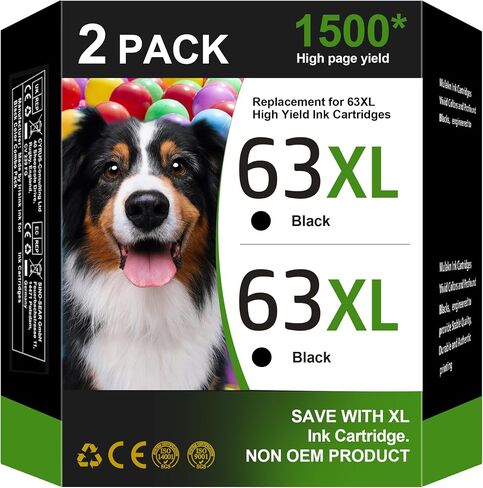 63XL Black Ink Cartridge (2-Black) High-Yield for HP Ink 63 63XL HP63 XL Combo Pack Works with HP DeskJet 1112, 2130, 3630 Series; Envy 4510, 4520 Series; OfficeJet 3830, 4650, 5200 Series | F6U64AN in Saudi Arabia