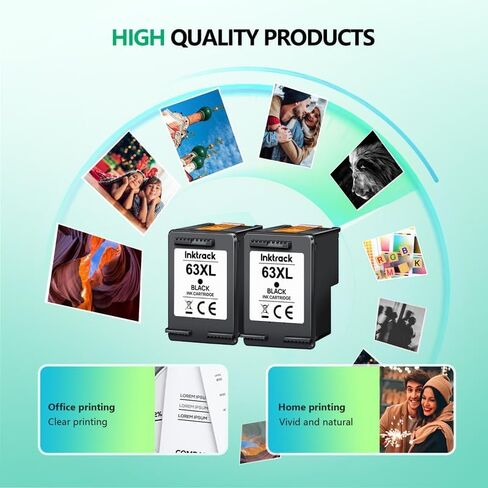 63XL Black Ink Cartridge (2-Black) High-Yield for HP Ink 63 63XL HP63 XL Combo Pack Works with HP DeskJet 1112, 2130, 3630 Series; Envy 4510, 4520 Series; OfficeJet 3830, 4650, 5200 Series | F6U64AN in Saudi Arabia