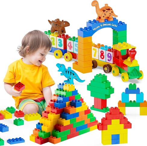 ألعاب Kids لـ 2 3 4 5 6 7+ الأولاد الذين يبلغون من العمر الأولاد ، مجموعة من الطوب الكلاسيكي ، الديناصورات ، والسيارات ، والأرقام ، والبناء ، والتعلم واللعب ، والتعليمية التفاعلية الإبداعية DIY تتوافق مع جميع العلامات التجارية الرئيسية in Kuwait