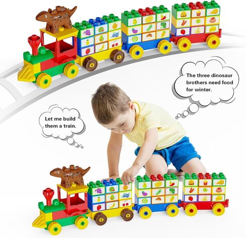 ألعاب Kids لـ 2 3 4 5 6 7+ الأولاد الذين يبلغون من العمر الأولاد ، مجموعة من الطوب الكلاسيكي ، الديناصورات ، والسيارات ، والأرقام ، والبناء ، والتعلم واللعب ، والتعليمية التفاعلية الإبداعية DIY تتوافق مع جميع العلامات التجارية الرئيسية in Kuwait