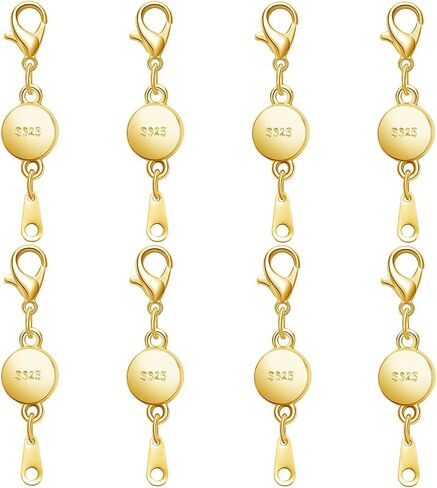 S925 Silver Magnetic Jewelry Clasps, Round Necklace Clasps and Closures, Gold Silver Magnetic Clasp Converter for Jewelry Making Supplies (8silvery) in Kuwait