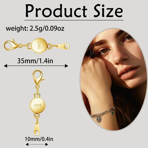 S925 Silver Magnetic Jewelry Clasps, Round Necklace Clasps and Closures, Gold Silver Magnetic Clasp Converter for Jewelry Making Supplies (8silvery) in Kuwait