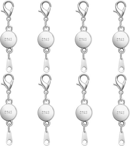 S925 Silver Magnetic Jewelry Clasps, Round Necklace Clasps and Closures, Gold Silver Magnetic Clasp Converter for Jewelry Making Supplies (8silvery) in Kuwait