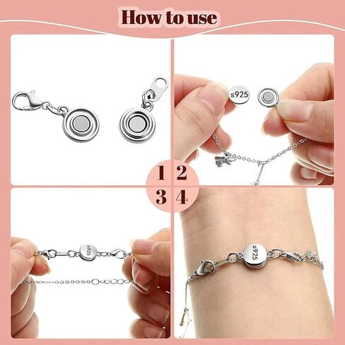 S925 Silver Magnetic Jewelry Clasps, Round Necklace Clasps and Closures, Gold Silver Magnetic Clasp Converter for Jewelry Making Supplies (8silvery) in Kuwait