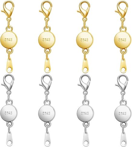 S925 Silver Magnetic Jewelry Clasps, Round Necklace Clasps and Closures, Gold Silver Magnetic Clasp Converter for Jewelry Making Supplies (8silvery) in Kuwait