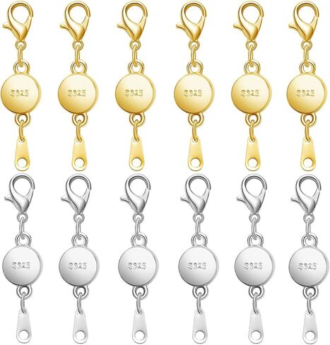 S925 Silver Magnetic Jewelry Clasps, Round Necklace Clasps and Closures, Gold Silver Magnetic Clasp Converter for Jewelry Making Supplies (8silvery) in Kuwait