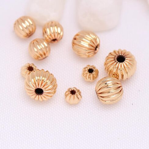 GEM-Inside 100pcs 6mm Hypoallergenic Corrugated Smooth 14K Yellow Gold Filled Jewelry Making Spacer Beads in Kuwait
