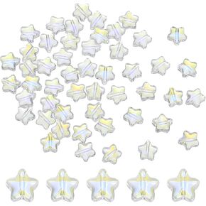 PATIKIL 8mm Crystal Star Beads, 100 Pcs Glass Spacers Bead Star Shaped Charm Pendants for Jewelry Making Bracelet Necklace DIY Crafts, Frosted AB Color