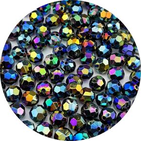 200pcs 10mm Acrylic Faceted Round Beads AB Colors Glossy Acrylic Beads Round Spacer Beads with Hole for DIY Bracelet Necklace Jewelry Making Supplies Handmade Craft(Yellow AB) in Saudi Arabia