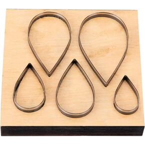 PH PandaHall Scrapbook Embossing Wooden Die, 5 Sizes Drop Shape Cutting Die for Earring Jewelry DIY Leather Crafts Making
