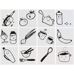 CRAFT COUNTY Wooden Mounted Rubber Stamps Decorative for Diary DIY Craft Cards Scrapbooking Letters Journal Gift Set of 12 per Theme Set