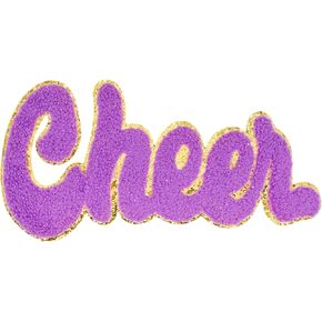 9.64 inches Cheer Chenille Letter Patch, Iron on Letters for Clothing, Iron on Patches for Hats, Stick on Letters for Bags，Patches for Backpacks, Patches for Jeans. (White)