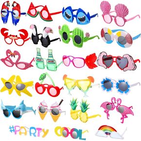junkin 24 أزواج من Luau Party Sunglasses Funny Hawaiian Tropical Classes Favors Novelty Eyeglasses Photo Photo Photo Prots for البالغين المراهقين