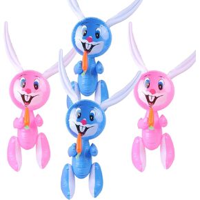 KIMOBER 4PCS Inflatable Easter Bunny Rabbit Party Inflates with Carrot for Easter Basket Stuffers Egg Hunt Birthday Baby Shower Supplies Decorations