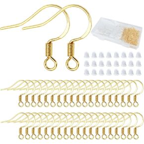 150pcs Hypoallergenic Earring Hooks with 150pcs Rubber Safety Back Stoppers Boxed Earring Making Supplies Durable Earring Findings Low Allergens for DIY Jewelry Design