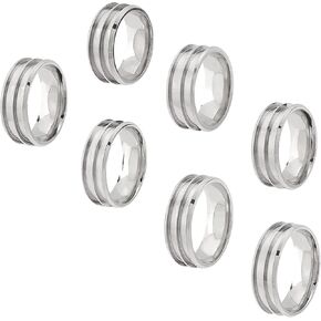 UNICRAFTALE 7pcs 7 Sizes Blank Ring Stainless Steel Double Grooved Ring Settings Blank Core Ring for Inlay Ring Finger Ring Blank Round Empty Ring for Jewelry Making