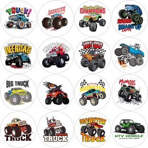 600Pcs Monster Truck Stickers for Kids 1.5 Inch Monster Truck for Kids Boys Monster Truck Party Favors Birthday Decoration Supplies Reward Stickers