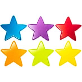 36 Star Cut-Outs Cardstock Bulletin Board Accent - 6 Colors - DIY Crafts 3 Inch Shapes