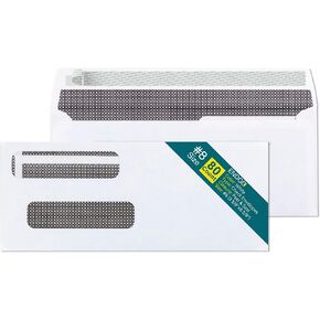 EnDoc #8 Double Window Envelopes Self Seal - Security Check Envelopes - 80 Count - 8 5/8 x 3 9/16 Inches - Designed for QuickBooks Checks, Computer Printed Checks - Privacy Tinted Business Envelopes