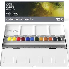 Winsor & Newton Professional Watercolor Paint Set, Black Box Set, 12 Half Pan