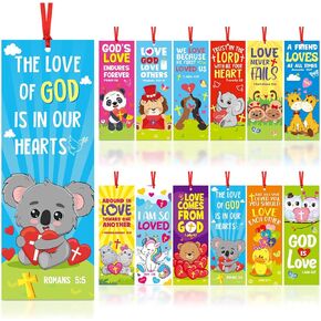 Jetec 80 Pcs Valentine Religious Animal Bookmark God's Love Christian Scripture Bookmark Inspirational Bible Verse Page Clips for Church Sunday School Gifts