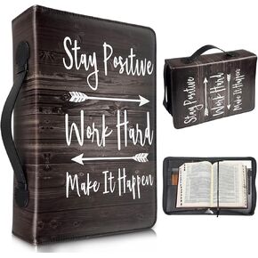 Large Bible Covers Case for Women and Men, PU Leather Bible Case, Fits Book 7 x 10.1 x 1.9 in with Handle and Zippered Bible Bag, Bible Protective, Bible Carrying Case