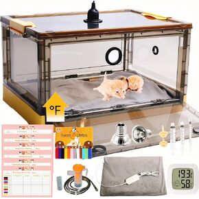 Incubator for Puppies, Kitten Incubator, Puppy Incubator with Pad, Whelping Collars, Puppy Feeding Tube, 6 Charts for Pet's Information Recording
