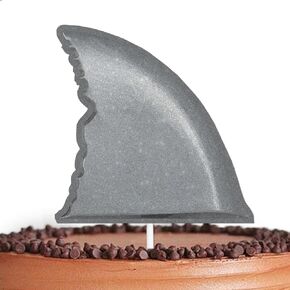 Silver Glitter Shark Tail Cake Topper Cheer to Sea Creature Shark Theme Decor Supplies Baby Shower Men Women Happy Birthday Wedding Anniversary Party Decorations