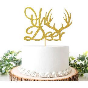 Oh Deer Cake Topper, Oh Baby, Welcome Baby Boy Girl, It's a Boy Girl, Glittery Gender Reveal Party Decorations Supplies