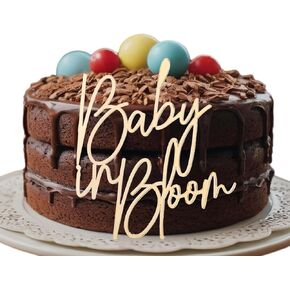 Baby in Bloom Cake Charm - Gold Acrylic Gender Reveal Cake Decoration, First Birthday Cake Charm for Gender Reveal Party Decorations (Baby in Bloom)