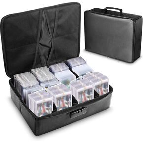 5200°f Fireproof and Waterproof Trading Card Storage Box for 3" x 4" 35pt Rigid Card, Cardcase Hold up to 600+ Loaders or 135+ Magnetic Card Holders, Magnetic Card Case with 4 Partitions