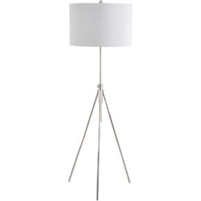 SAFAVIEH FLL4007B Lighting Collection Cipriana Nickel Floor Lamp, 0, Silver/White