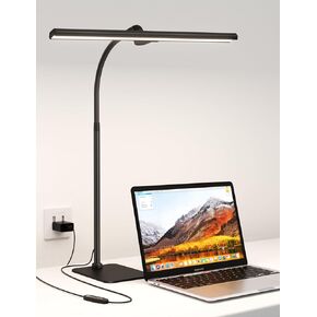Kary LED Desk Lamps for Home Office, Tall Wide Desk Light with Base, Flexible Gosseneck Adjustable Height 5-Level Dimmable Brightness & Color, Architect Lamp for Working,Reading,Crafting,Study