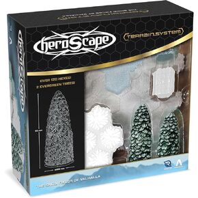Renegade Games: Heroscape: The Snow Fields of Valhalla Terrain Expansion - 36 Hex-Tiles, 2 Tree Miniatures, Build Snow-Ice- Forrest Environments