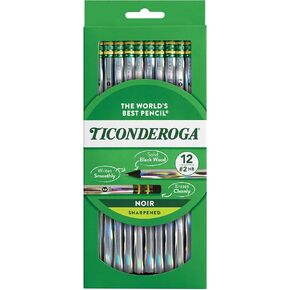 Ticonderoga Noir Wood-Cased Pencils, Pre-Sharpened, #2 HB, Holographic (Pack of 6, 72 Count Total)