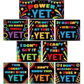 9Pcs Growth Mindset Poster Bulletin Board Decorations Classroom Motivational Banner and Poster Inspirational Positive Wall Bulletin Board Decor for Elementary Middle School Teacher Supplies
