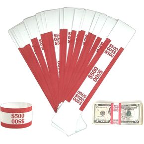 Money Bands Currency Sleeves Straps – Made in USA (Pack of 330 for $100) Self-Adhesive Money Wrappers for Bills Color Coded Wraps Meets ABA Standards, 7.5 x 1.25 inches – Counter Recyclable Kraft Pape