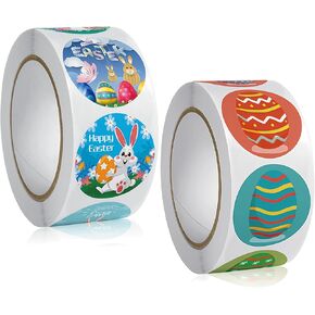 ملصق Easter 8 Designs Roll 500 PCs ملصقات أرنب عيد الفصح للأطفال