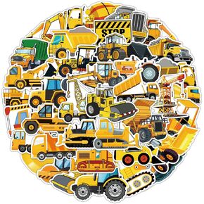 XZENTIRA, 54 PCS Construction Stickers Waterproof Truck Stickers Tractor Decal for Kids Teens Adults Laptop Water Bottles Envelopes Gifts Construction Party Favors Construction Birthday Party Supplies