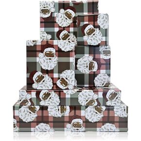 Vnaaem African American Christmas Wrapping Paper Black Santa Holiday Style Gift Wrap for Winter Party Vacation Baby Shower - 20 X 28 Inches 6 Folded Sheets