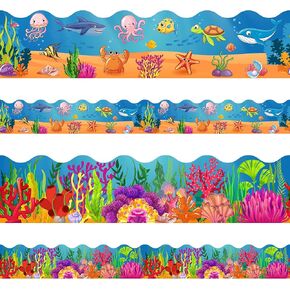 Lucleag 59 Ft Under The Sea Bulletin Board Border, Ocean Theme Fish Seaweed Sea Animals Bulletin Board Border Trim for Back to School Classroom Office Bulletin Board Wall Decorations