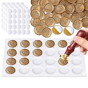 24 Designs & 100 Detachable Dots Wax Seal Stamp Silicone Mat Kit - Reusable Heat-Resistant Mold for Wedding Invitations, Crafts, Letters, Envelopes (DIY Elegant Wax Seals)