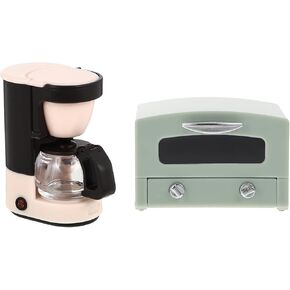 LUOZZY Dollhouse Coffee Maker & Microwave Oven Model 1:12 Scale Dollhouse Kitchen Accessories Breakfast Making Toy Coffee Maker for Kids Pretend Play