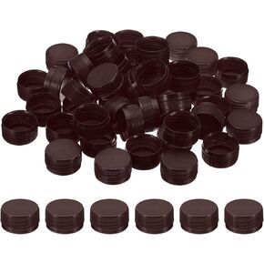 PATIKIL 1.2inch Plastic Bottle Caps for Crafts, 100Pcs Reusable Protection Bottle Screw Lids for Empty Container DIY Scrapbook Decorations, Brown