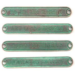 Prima Marketing Finnabair Mechanicals Metal Embellishments-Antique Labels 4/Pkg