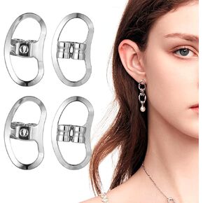 2 Pairs Metal Earring Backs Earlobe Large Earring Backings for Droopy Ears Heavy Earring Support Backs Locking Butterfly Earring Backs Earring Supports Earring Lifters for Stretched Earlobes