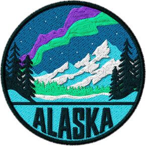 Alaska State Patch Embroidered Iron on Patches for Clothes Backpacks Bags Jeans Jackets Size 3" ID45095