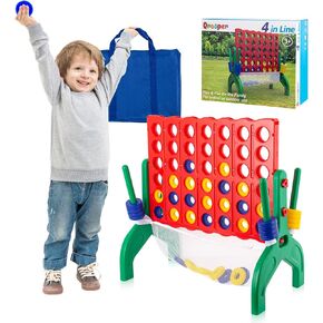 4-in-A-Row Game, 1.9 Feet Strategy Board Game for Kid Indoor Outdoor, 4-to-Score Yard Camping Family Party Game